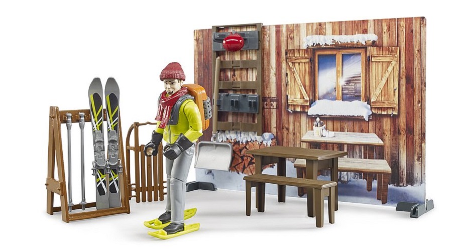 BRUDER  bworld Berghütte mit Snowmobil