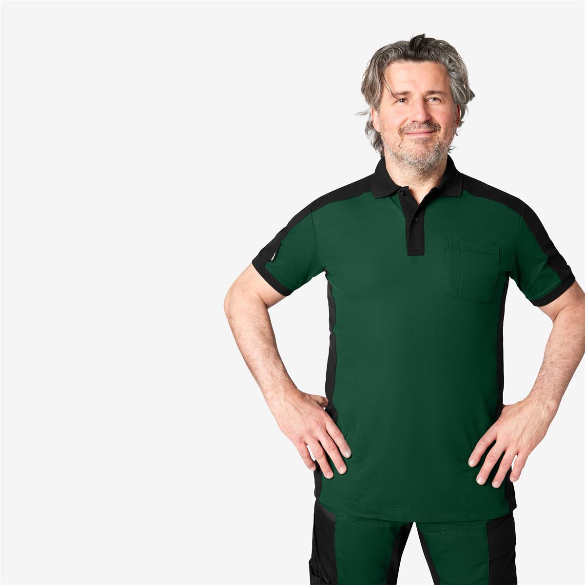 FHB Polo-Shirt Konrad, grün-schwarz M