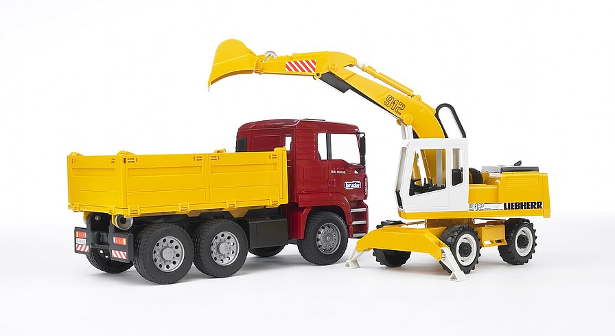 BRUDER MAN TGA Kipp-LKW + Liebherr Schaufelbagger