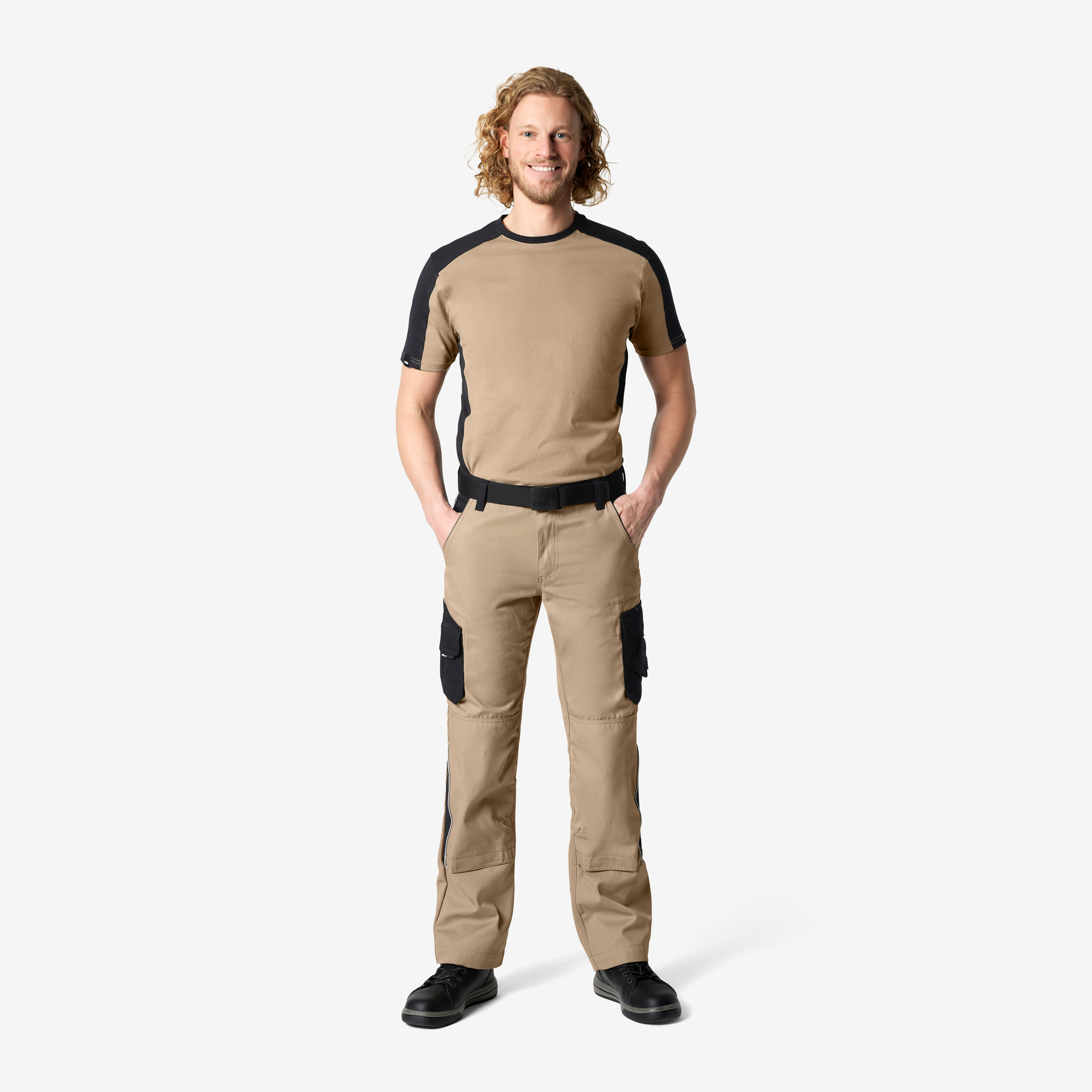 FHB Arbeitshose Bruno, beige-schwarz 46