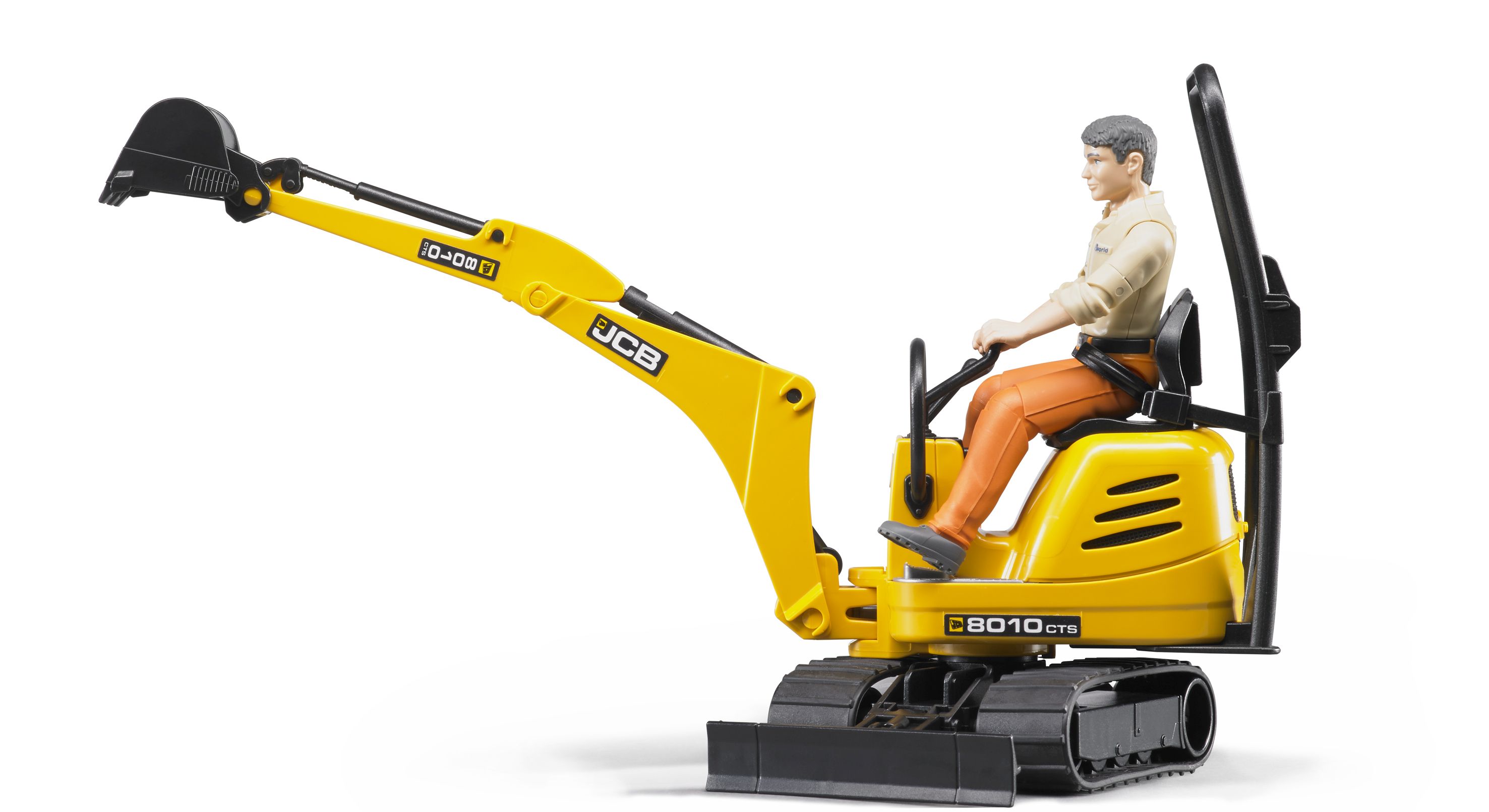 Bruder JCB Mikrobagger 8010 CTS und Bauarbeiter