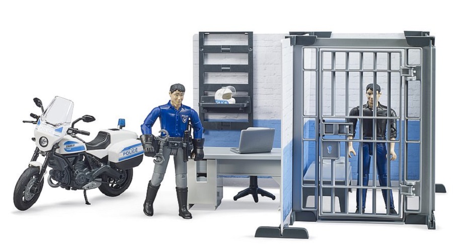 BRUDER bworld Polizeistation mit Polizeimotorrad