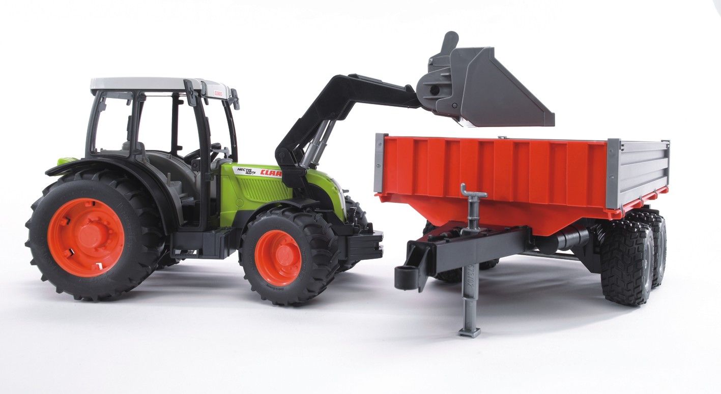 Bruder Claas Traktor Nectis 267 F mit Frontlader und Bordwandanhänger