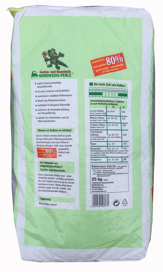Nordweiss-Perle Garten- und Rasenkalk, 25 kg