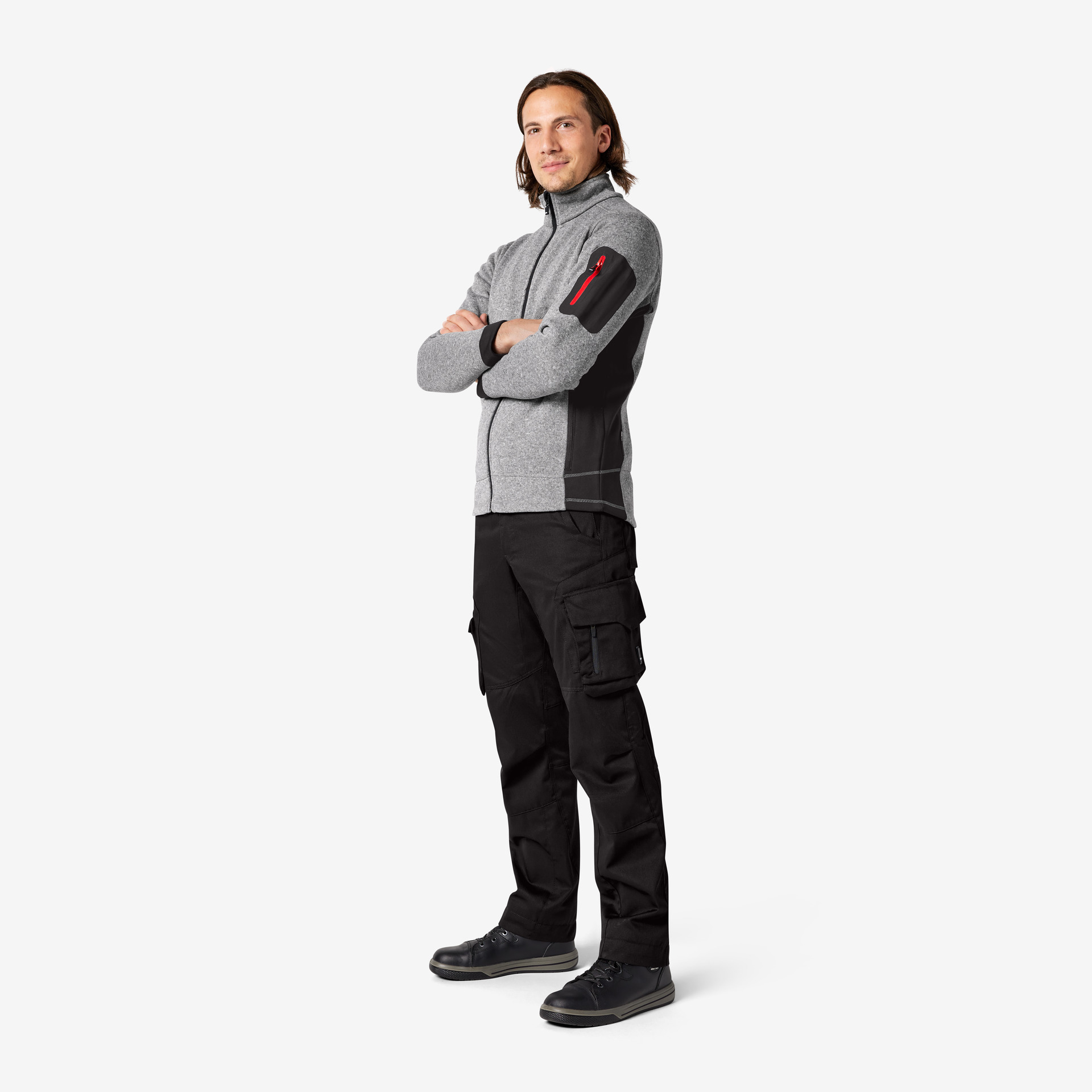 FHB Strick-Fleece Christoph, grau-schwarz 2XL