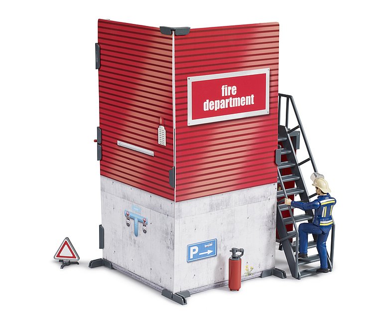 BRUDER bworld Feuerwehrstation mit Feuerwehrmann