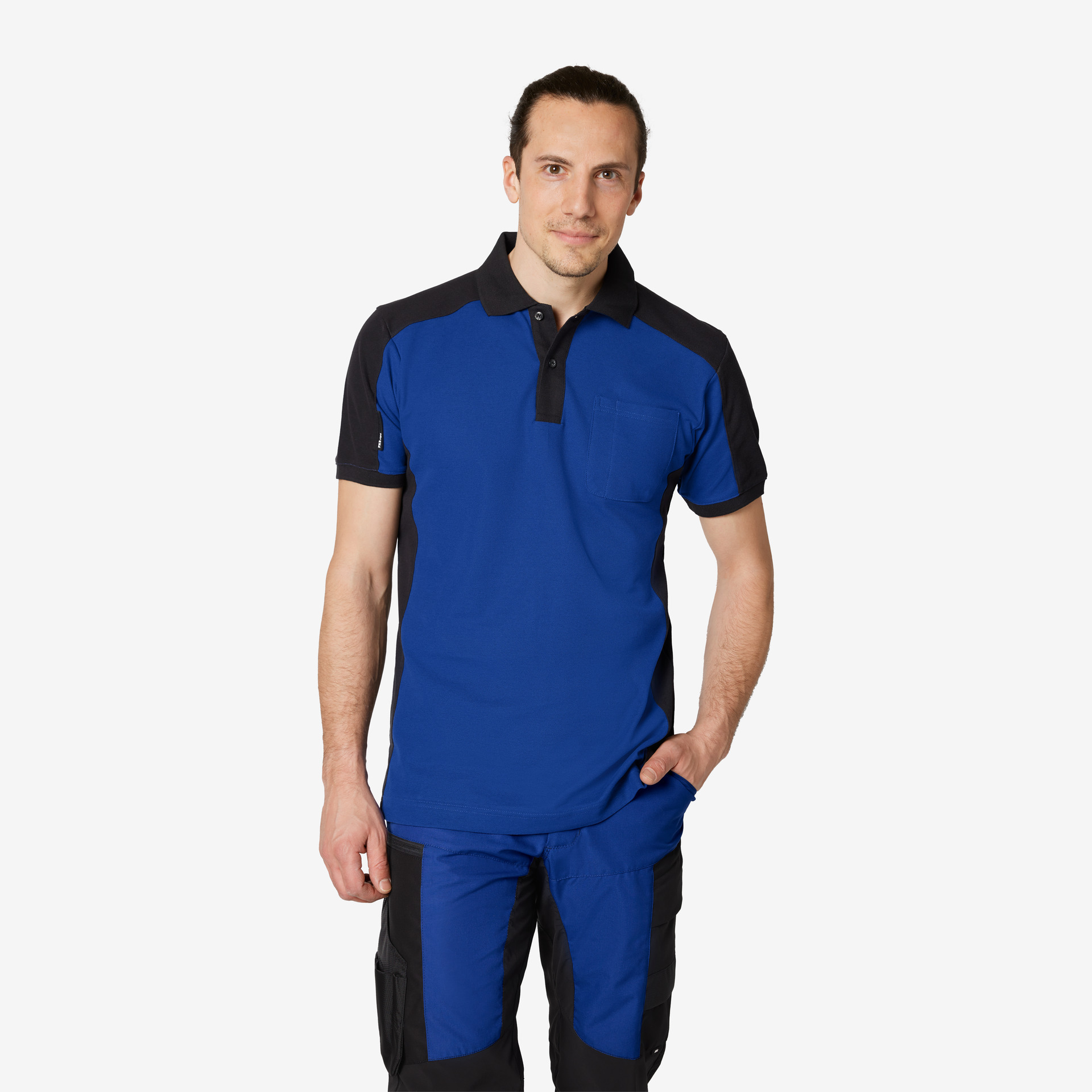 FHB Polo-Shirt Konrad, royalblau-schwarz M