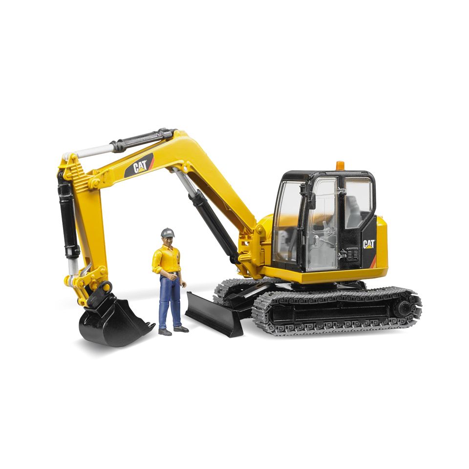 Bruder Caterpillar CAT Minibagger mit Bauarbeiter