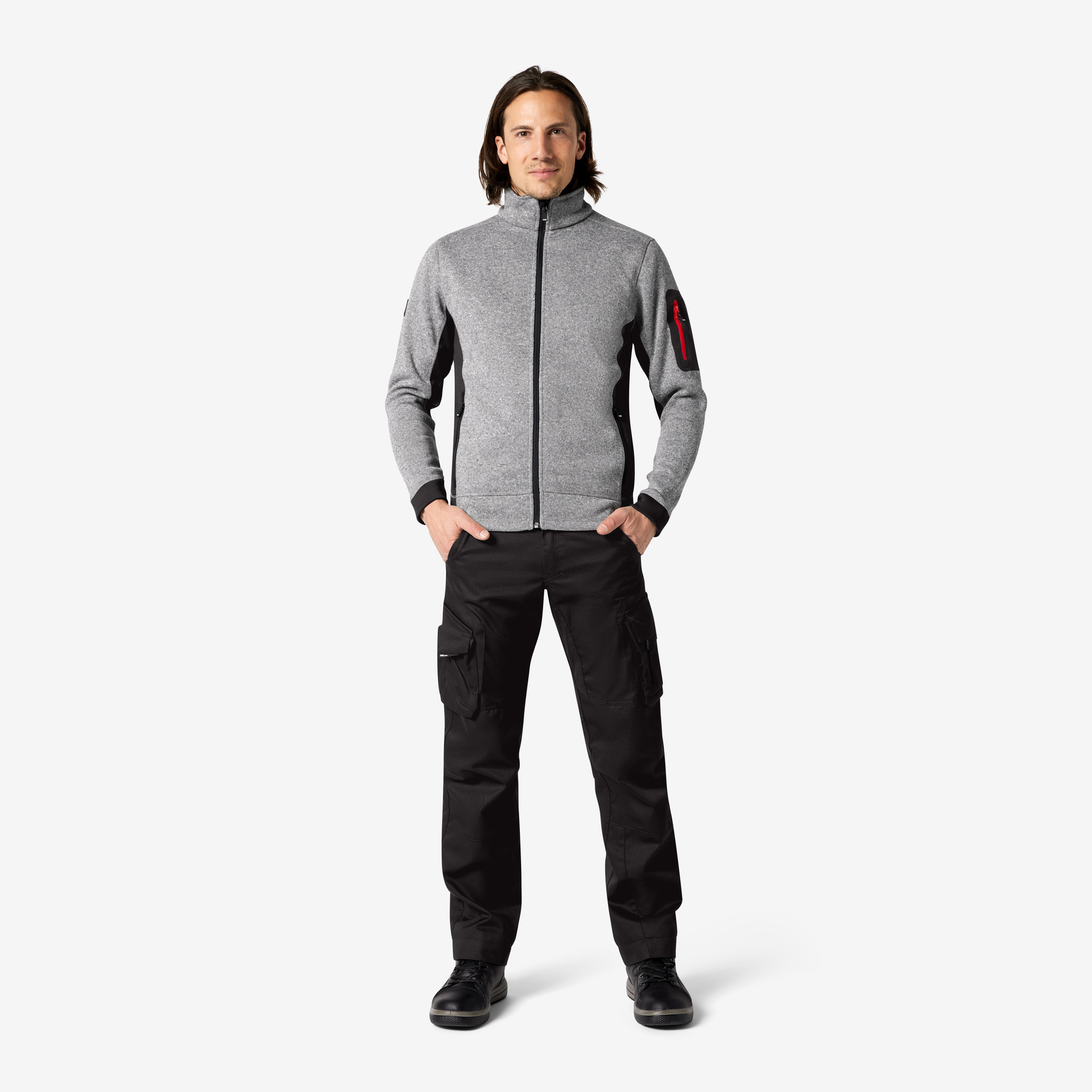 FHB Strick-Fleece Christoph, grau-schwarz 2XL