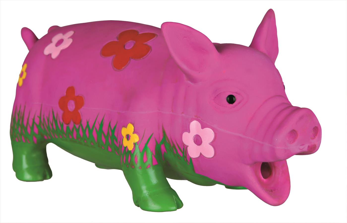 Trixie Schwein mit Blumen, Original-Tierstimme, 20 cm, Latex