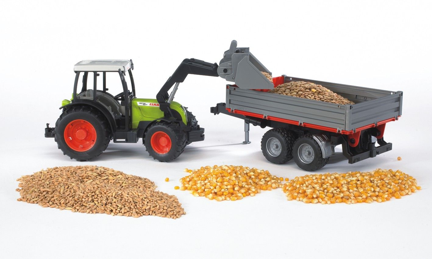 Bruder Claas Traktor Nectis 267 F mit Frontlader und Bordwandanhänger