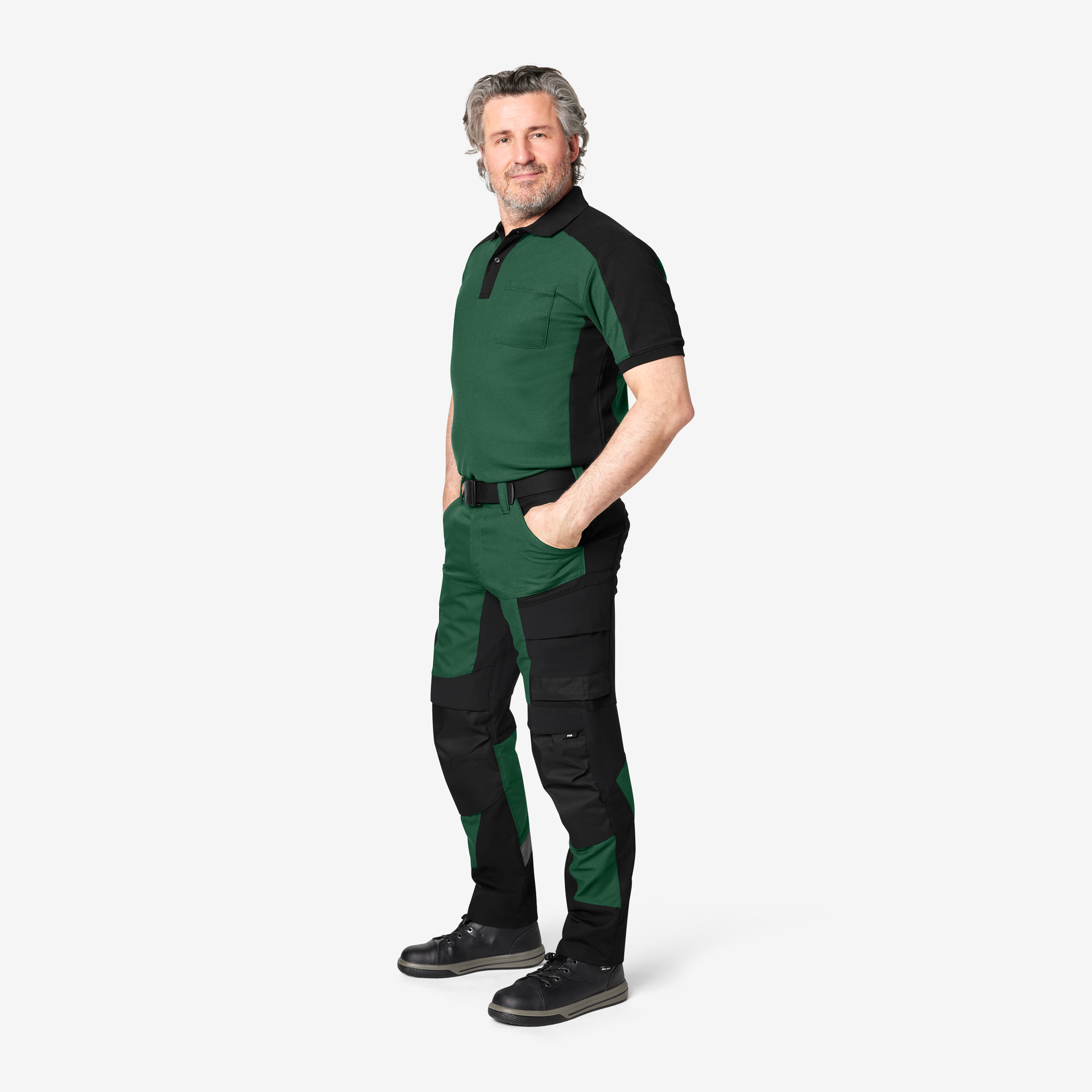 FHB Polo-Shirt Konrad, grün-schwarz M