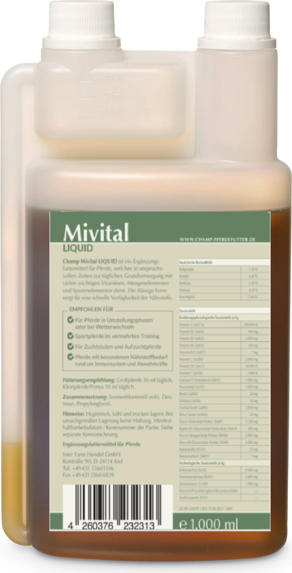 Champ Mivital Liquid, 1 Liter  flüssiges Mineralfutter für Pferde