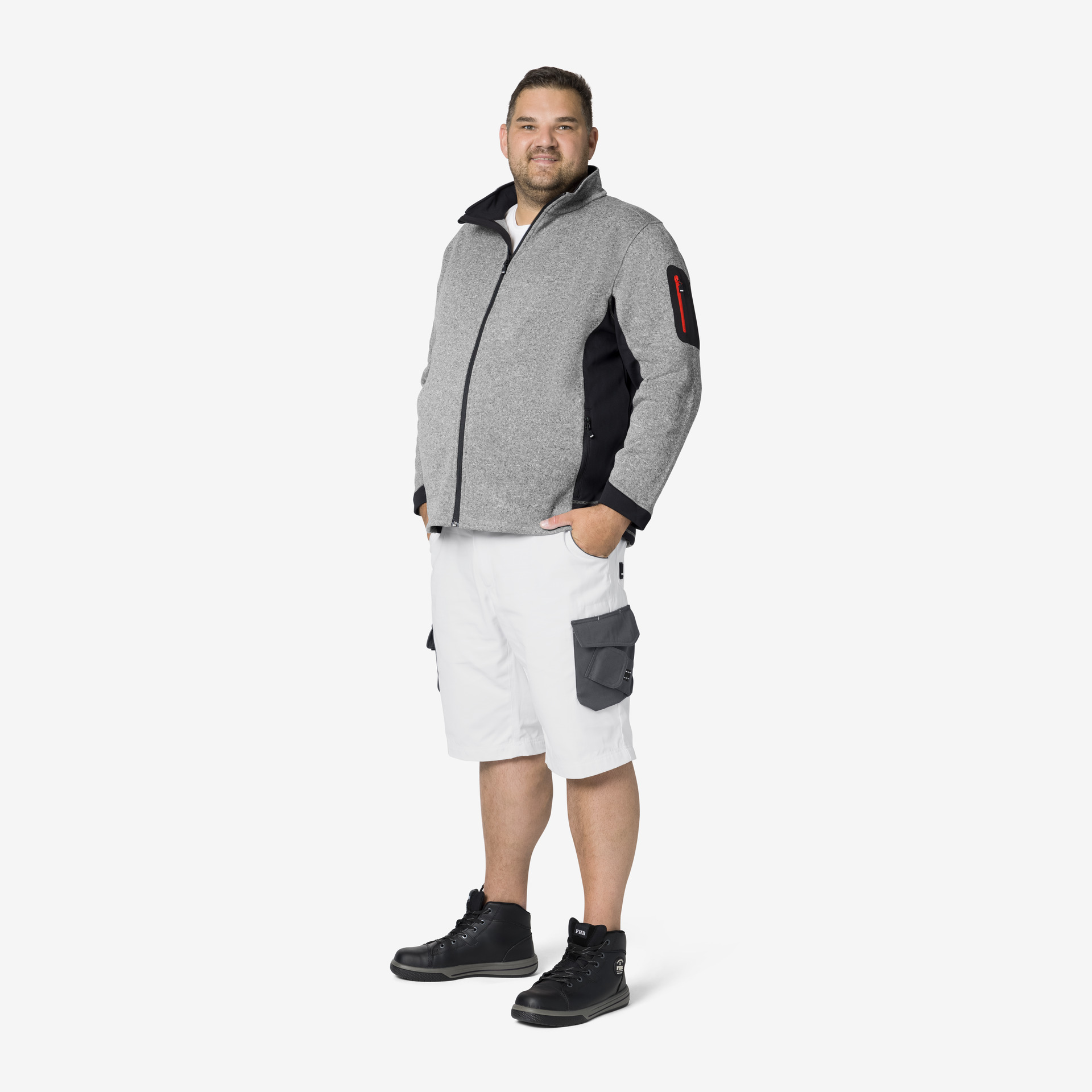 FHB Strick-Fleece Christoph, grau-schwarz 2XL