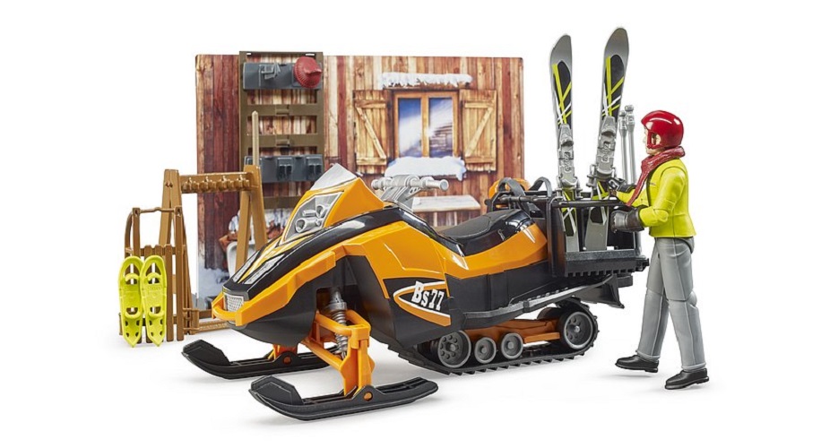 BRUDER  bworld Berghütte mit Snowmobil