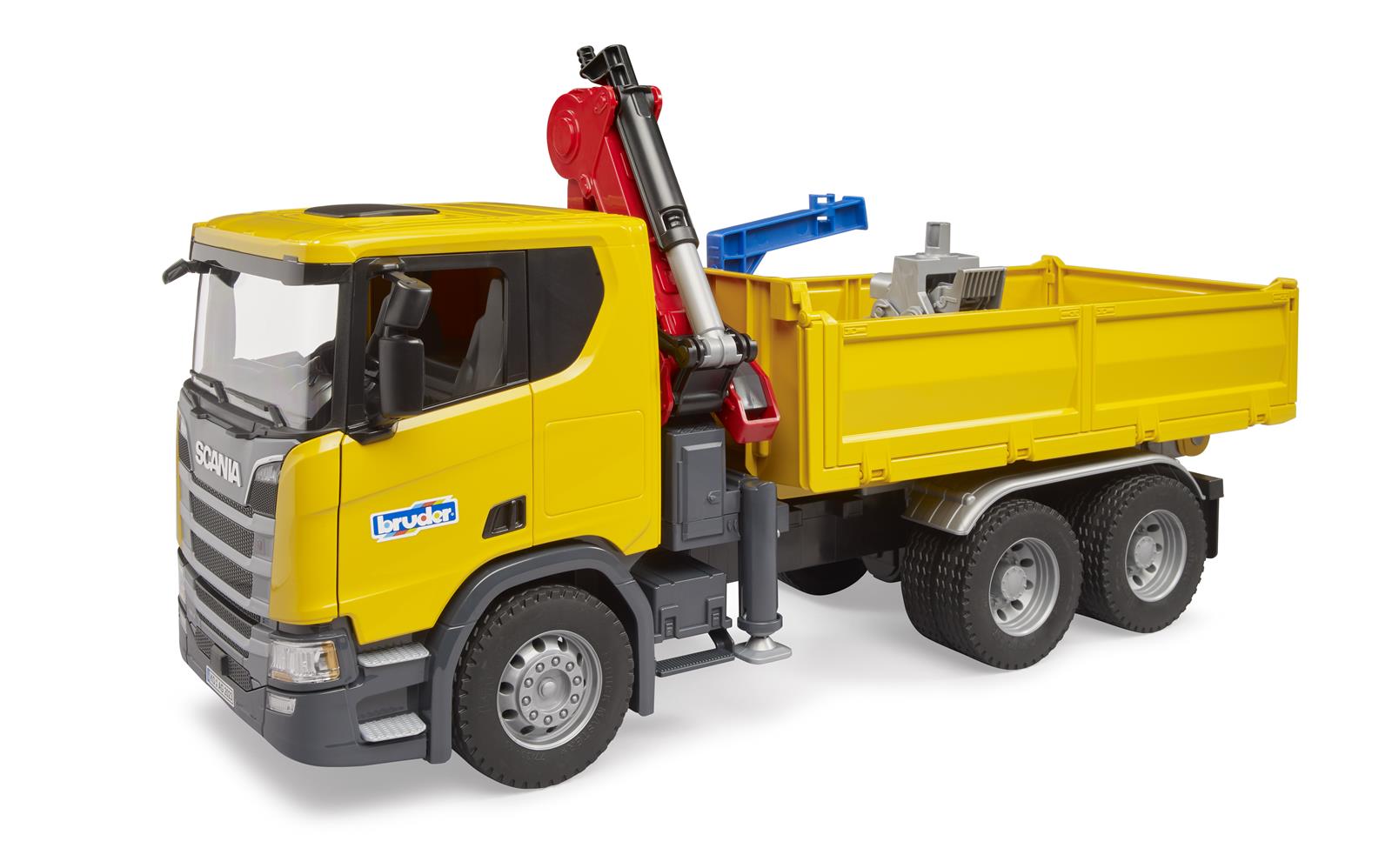 BRUDER Scania Super 560R Baustellen- LKW Kran und 2 Paletten