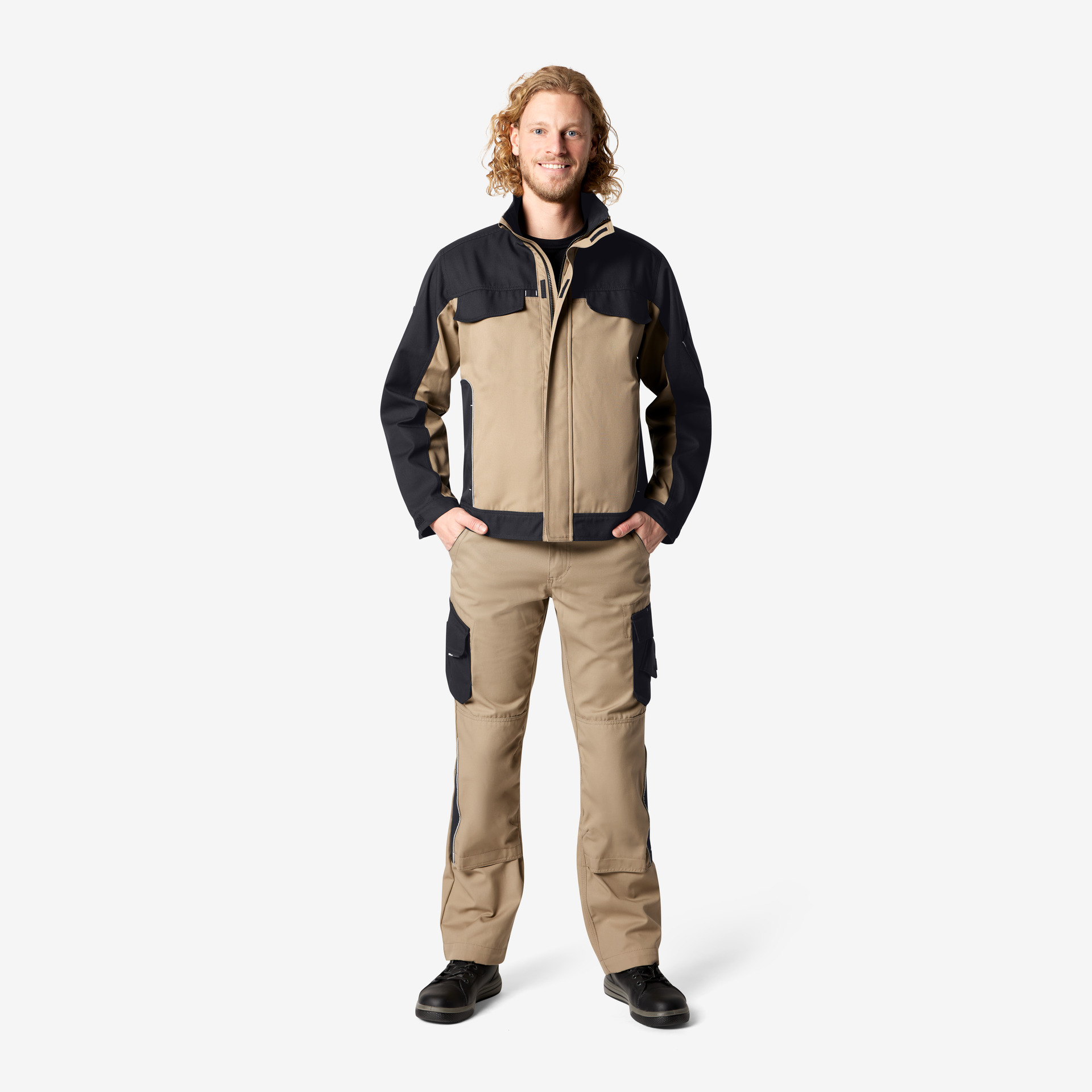 FHB Arbeitshose Bruno, beige-schwarz 46