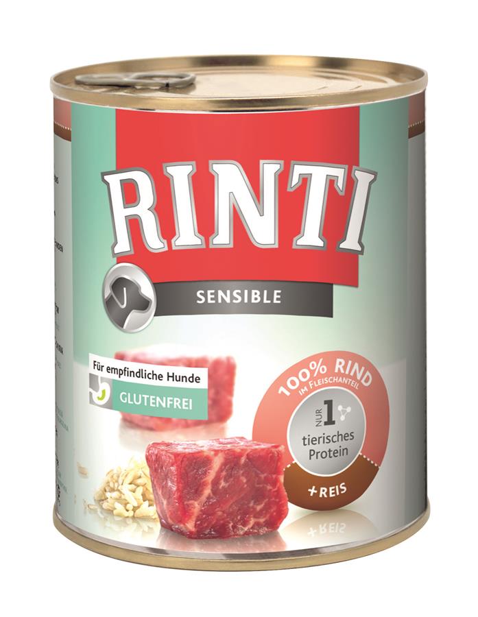 Rinti Sensible Rind + Reis für Hunde, 800 g