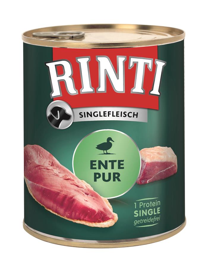 Rinti Singlefleisch Ente PUR Dosenfutter für Hunde getreidefrei, 800 g