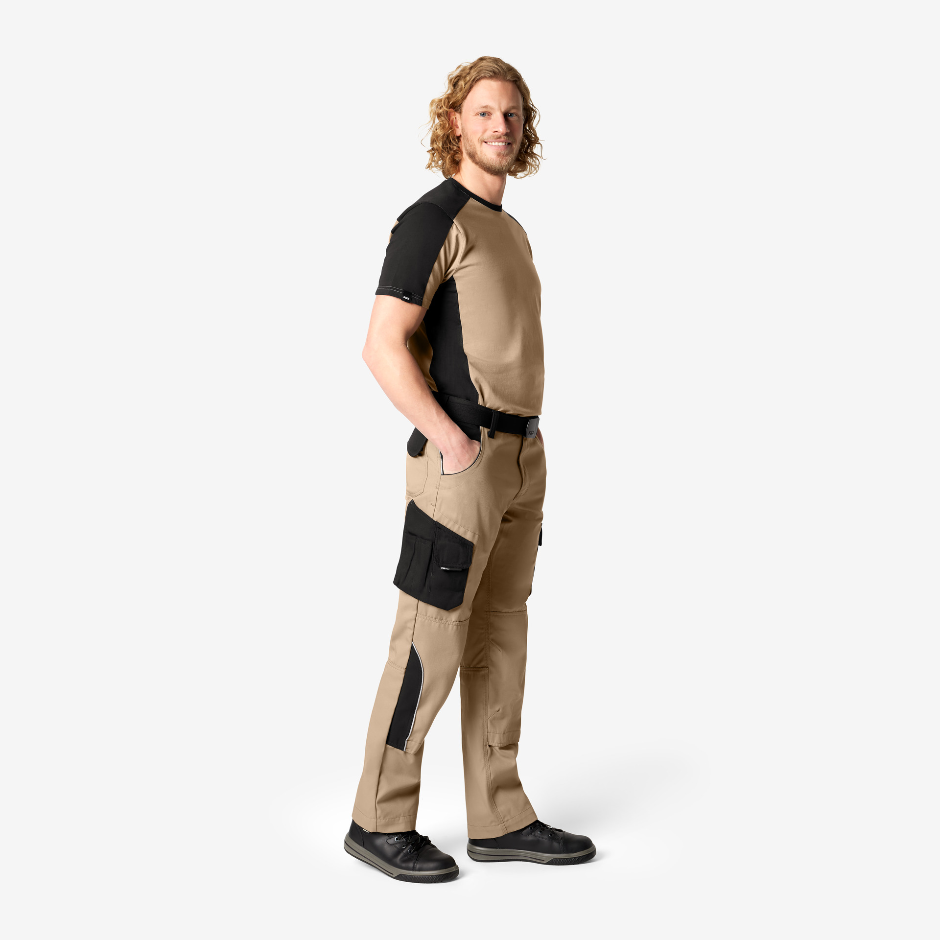FHB Arbeitshose Bruno, beige-schwarz 46