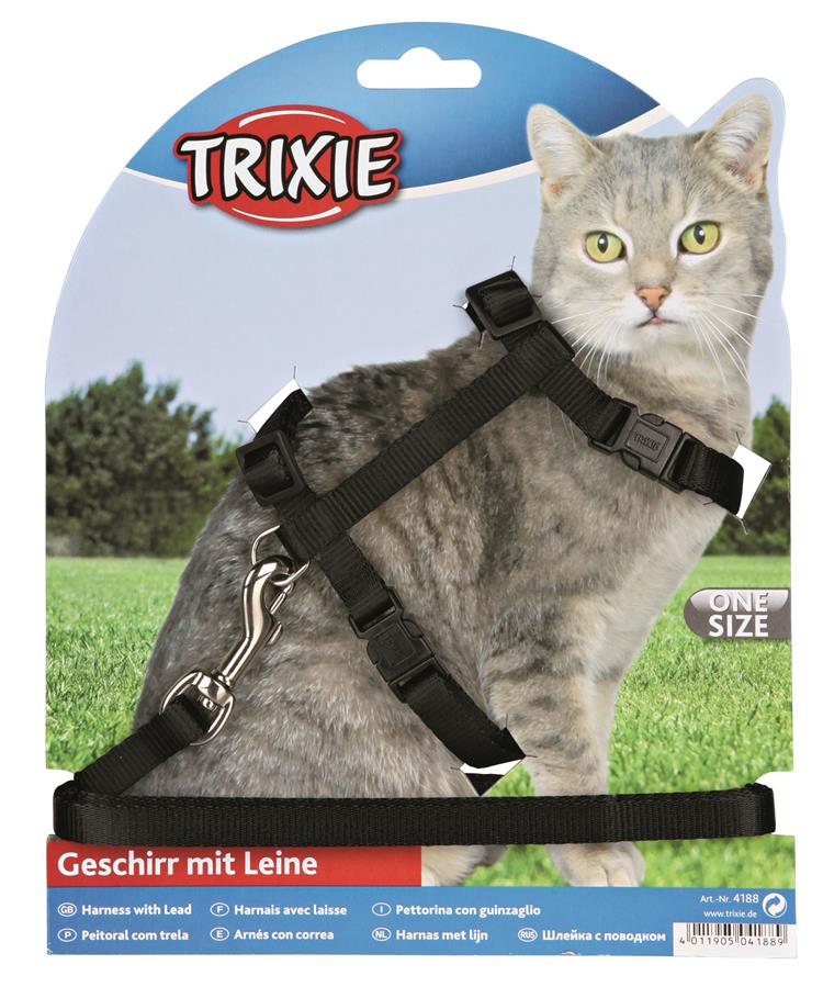 Trixie Katzengeschirr mit Leine, Nylon, 26-43 cm, 10 mm, 1,20 m