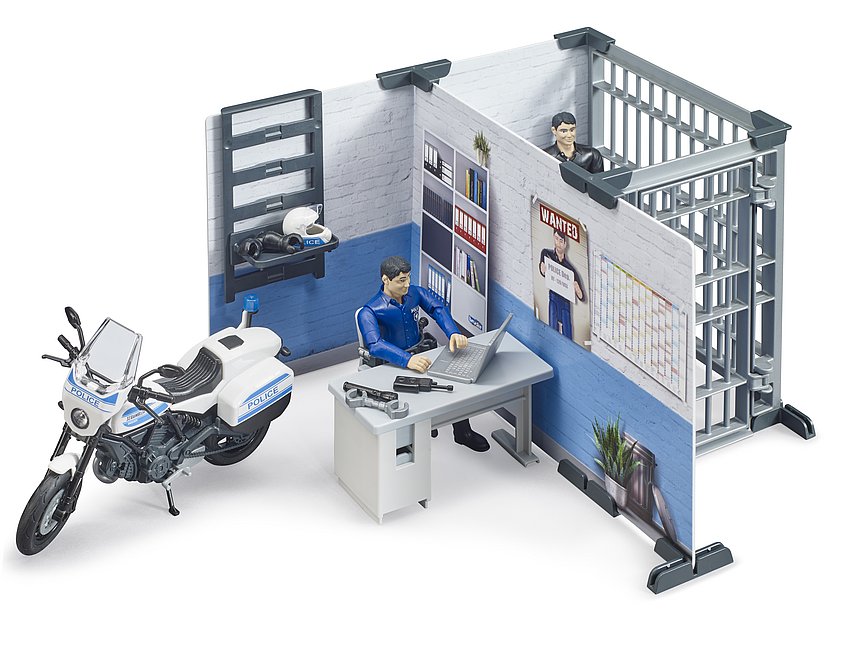 BRUDER bworld Polizeistation mit Polizeimotorrad