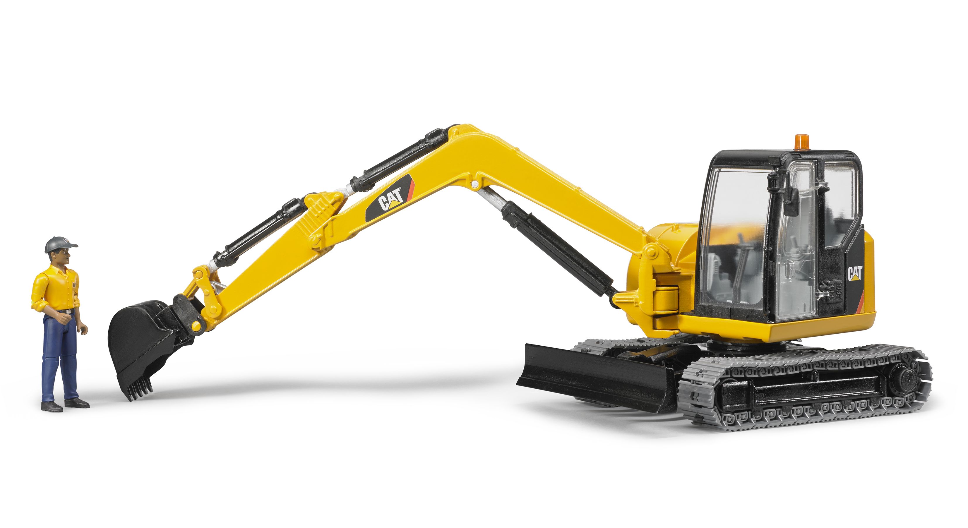 Bruder Caterpillar CAT Minibagger mit Bauarbeiter