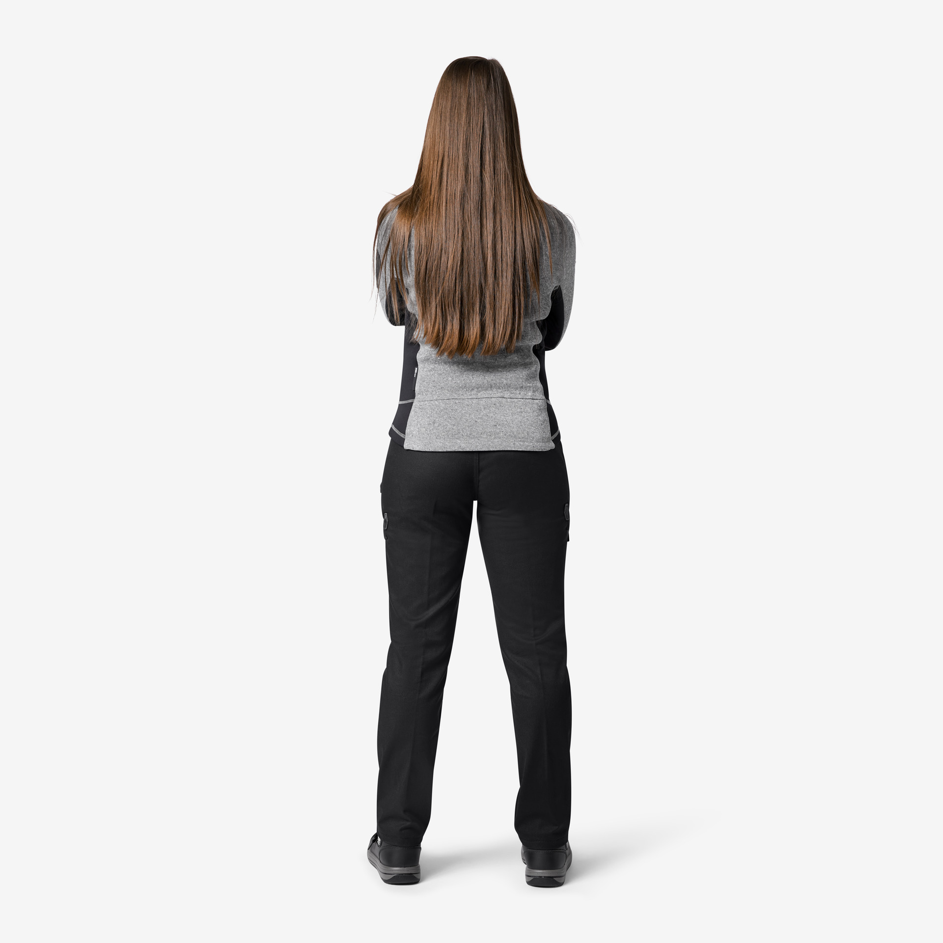 FHB Strick-Fleece Marieke, grau-schwarz XL