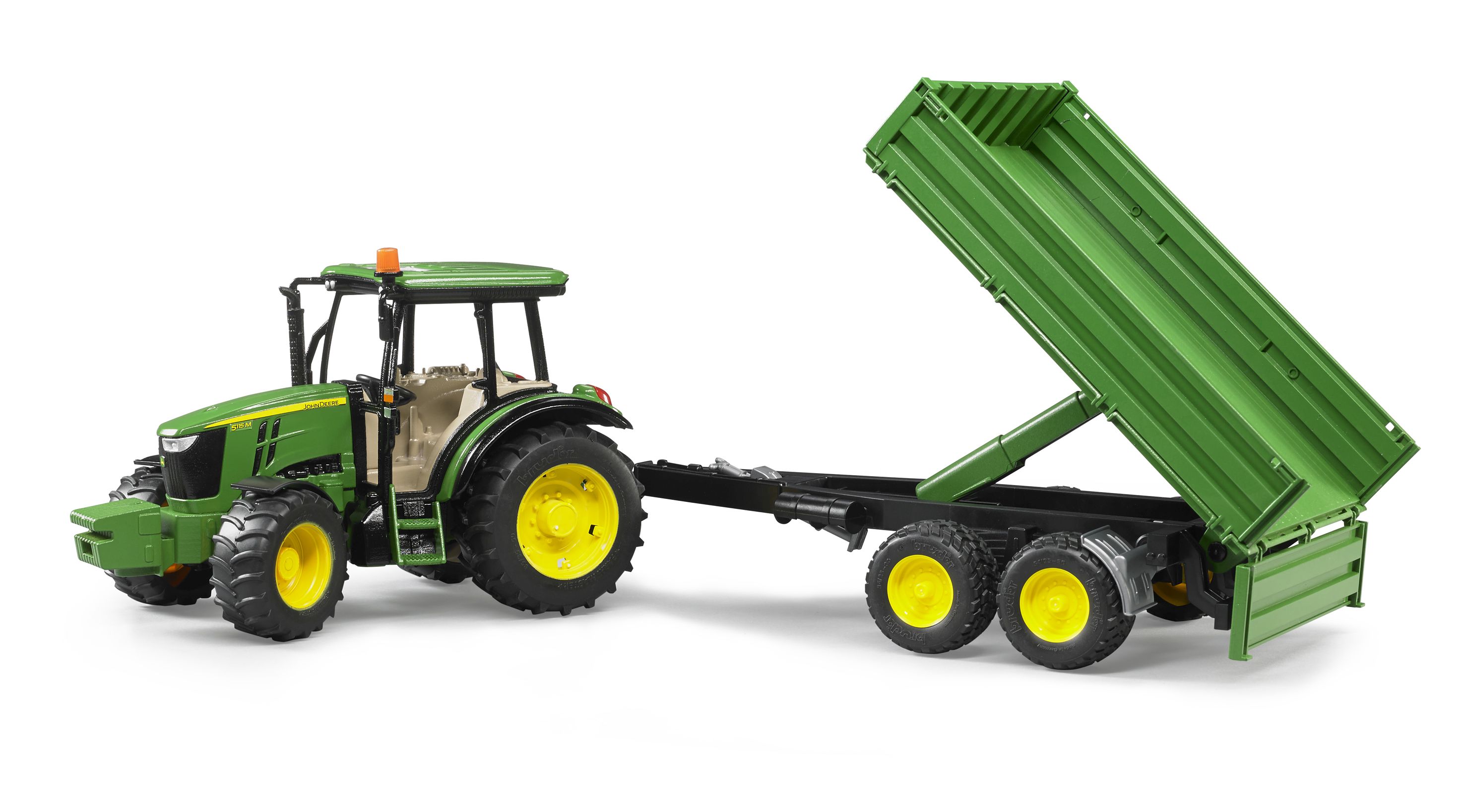 Bruder John Deere 5115M mit Bordwandanhänger