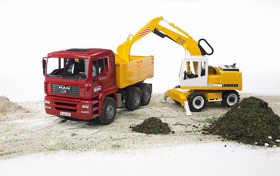 BRUDER MAN TGA Kipp-LKW + Liebherr Schaufelbagger