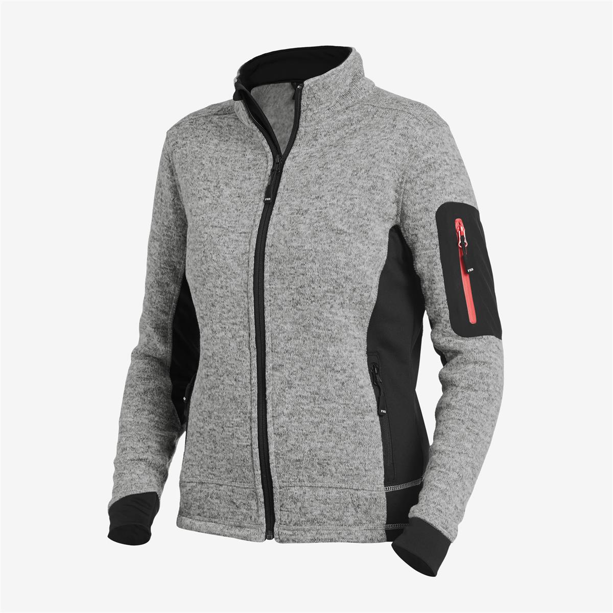 FHB Strick-Fleece Marieke, grau-schwarz XL
