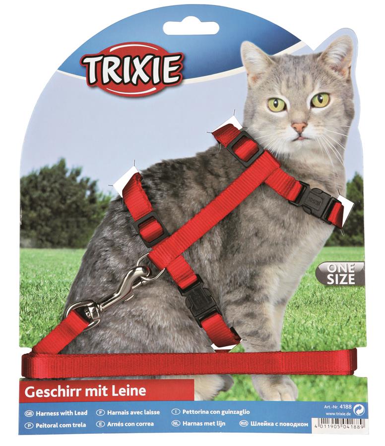 Trixie Katzengeschirr mit Leine, Nylon, 26-43 cm, 10 mm, 1,20 m