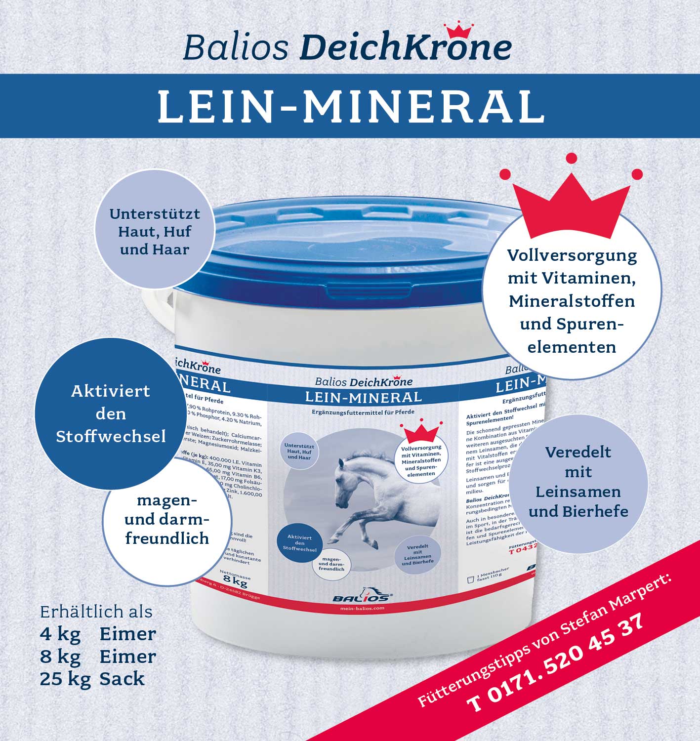 Balios DeichKrone Lein-Mineral für Pferde, 4 kg
